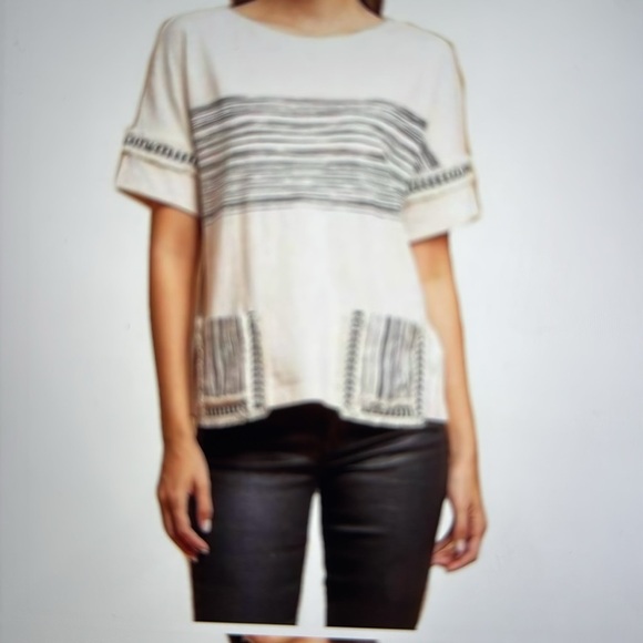 Anthropologie Eva Franco Nantucket Top Womens L Black/cream Nautical Bohemian - Picture 4 of 11
